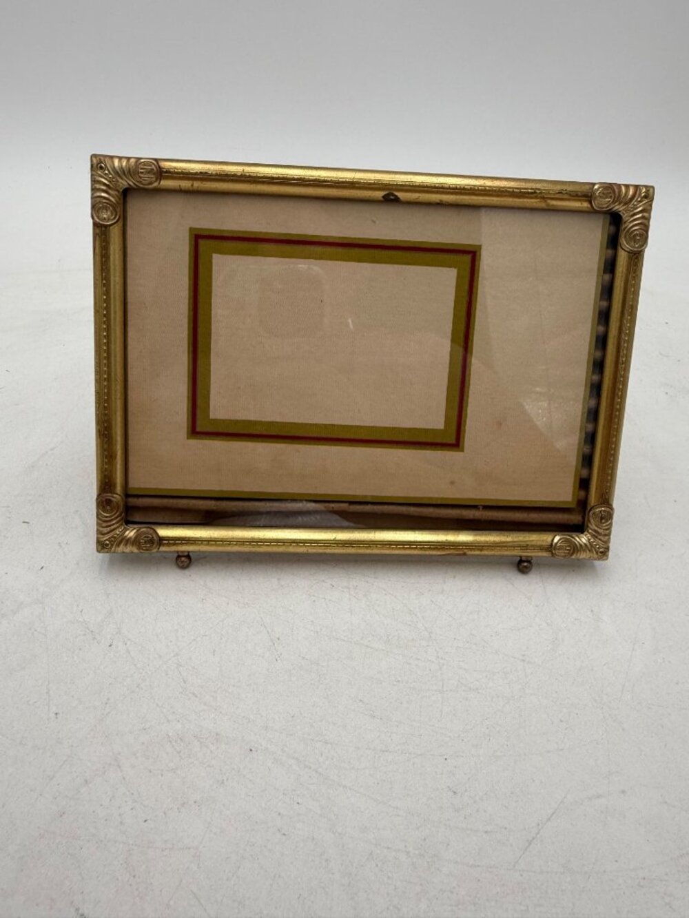 Antique Gold-Tone Ornate Tabletop Picture Frame With Glass Insert